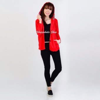 Detail Gambar Produk Shoppaholic Shop Outer Jaket Hoodie - Red Terbaru