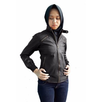 jual sidnanes jaket semi kulit wanita casual trendy hitam jual sidnanes jaket semi kulit wanita casual trendy hitam