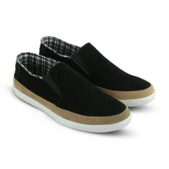 Gambar Slip on sepatu pria casual hitam terbaru sepatu cowok JK distro