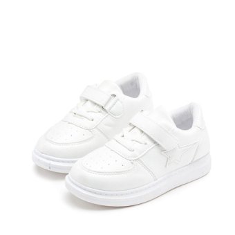 Gambar Solid Lace Up Velcro Breathable Girl s Casual Shoes (White)   intl