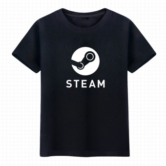 Gambar Steam uap katun lengan pendek t shirt permainan platform (Hitam)