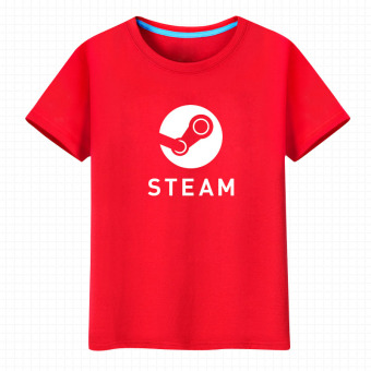 Gambar Steam uap katun lengan pendek t shirt permainan platform (Merah)