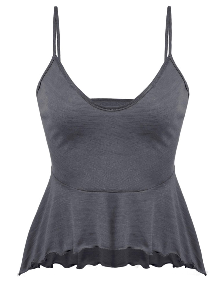 SuperCart Kasual Wanita Disesuaikan Tali Spageti A-Line Ruffle Asimetris Atasan Seksi Wanita (Pink)-Intl