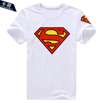 Gambar Superman katun leher bulat bottoming lengan pendek t shirt t shirt kemeja (Superman pola putih)