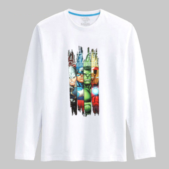 Gambar Superman pria Korea yard besar huruf t shirt kemeja longgar lengan panjang t shirt (