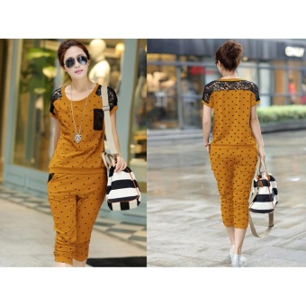 jual sweetenyou setelan baju kaos wanita polka kuning jual sweetenyou setelan baju kaos wanita polka kuning