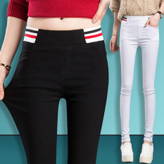 Tidak berputar peregangan bagian tipis perempuan celana legging baru Biru tua Biru tua