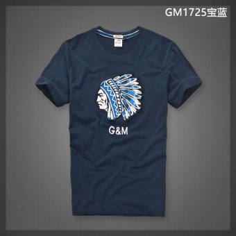 Gambar Tide merek kasual semangat lengan pendek t shirt t darah (GM1725 safir biru)
