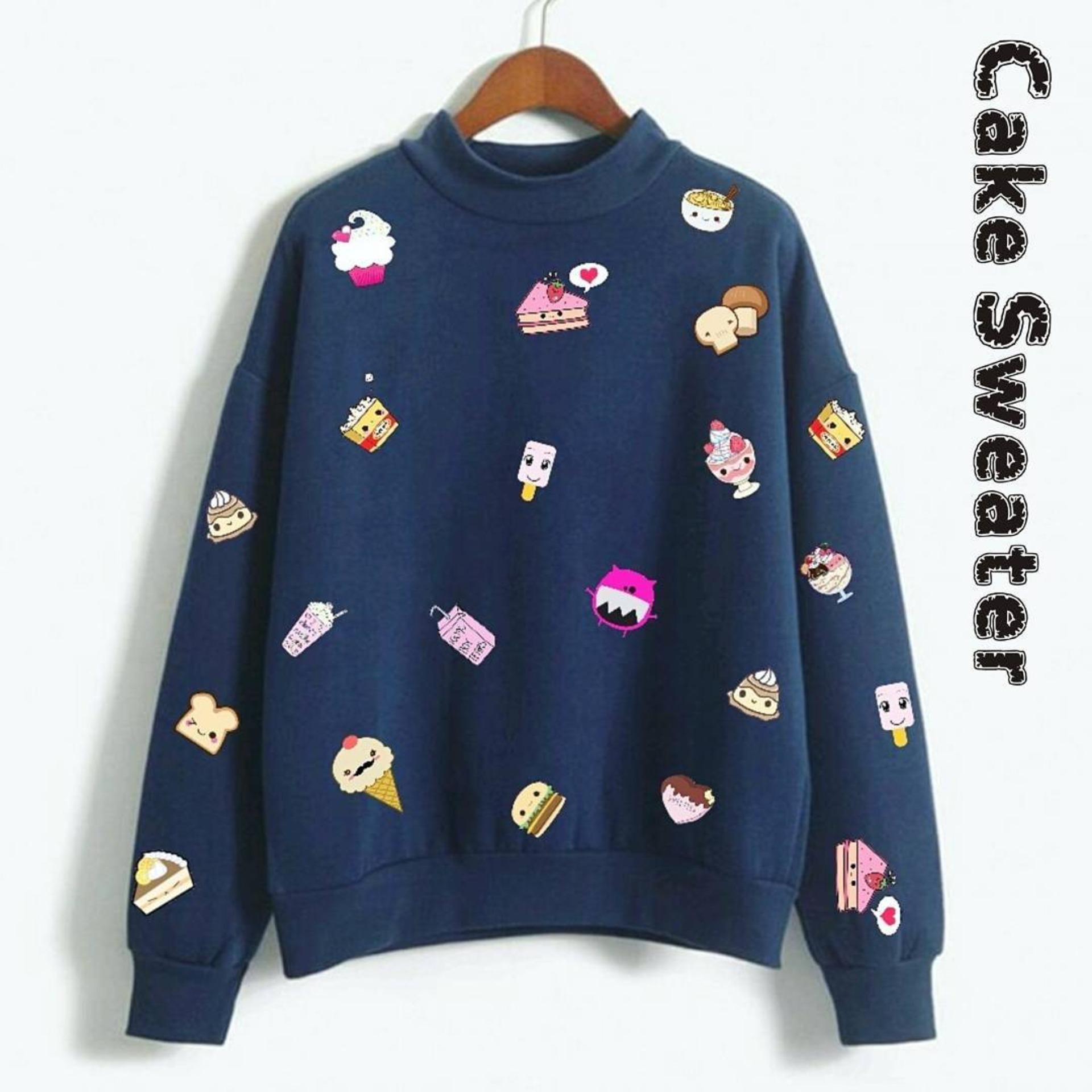 TOF Sweater Wanita Sweater Cewek Sweater Babyterry CAKE SWEATER