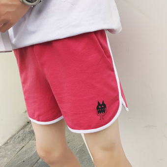 Gambar Tren siswa longgar ukuran besar versi Korea dari celana pendek berjalan celana olahraga celana (Merah)