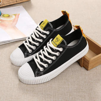 Gambar Ulzzang Stylish female wild shoes canvas shoes (Hitam)