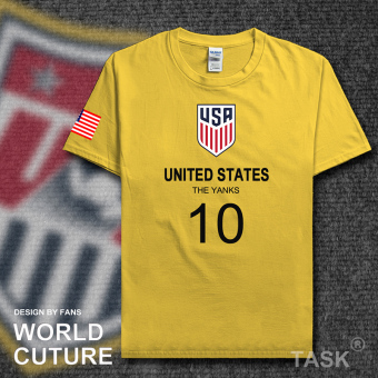 Gambar USA kapas laki laki pakaian sepak bola t shirt (Lengan pendek daisy warna hitam kata)