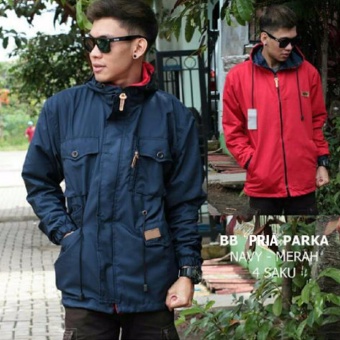 Valco Jaket  Parka Bolak Balik Pria  Navy Merah Lazada 