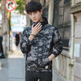 Gambar Versi Korea dari Musim Semi dan Gugur baru Slim mantel jaket laki laki laki laki (Hitam)