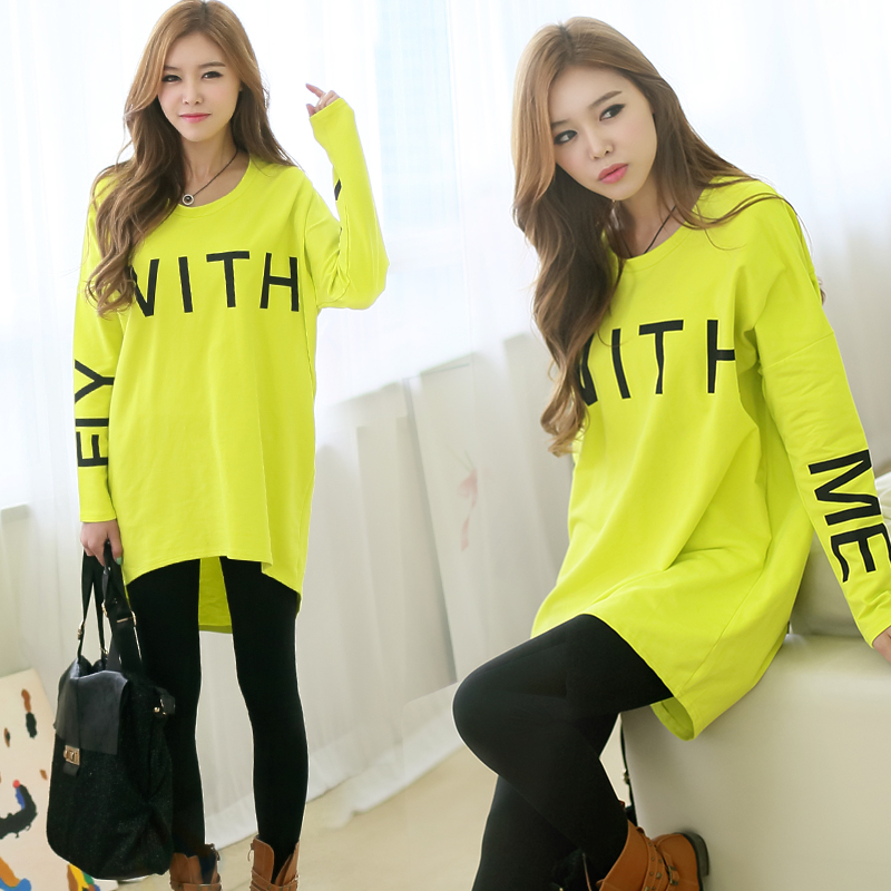 Versi Korea dari pakaian luar baru longgar blus t-shirt (Neon kuning)