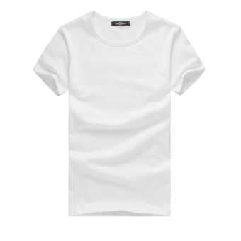 Gambar Versi Korea dari putih murni leher bulat Slim bottoming kemeja t shirt (Putih 001)