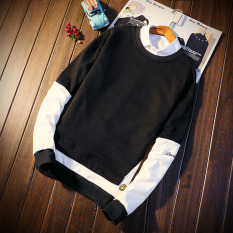 Versi Korea dari siswa Slim lapisan tipis leher bulat pullover sweater ( Hitam)
