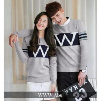 Gambar W abu abu sweater couple combad jaket pasangan