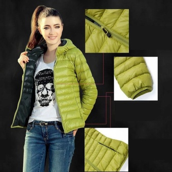 Gambar Winter Women s Slim Hooded Coat Zipper Trench Jacket Parka Outwear Overcoat Green   intl