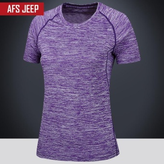 Gambar Women Quick Dry Short Sleeve Athletic Wicking T shirt Outdoor SportHiking Mountain Climbing T Shirts Stretchy Tee Tops   purple   intl