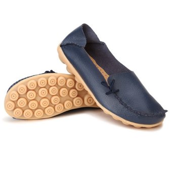 Women Shoes Leather Beanie Flat Shoes Summer Spring Autumn Slip-on Knot Non-slip Woman Ladies Soft Loafers Flats Dark Blue - Intl Juni 2018 - 5 Women Shoes Leather Beanie Flat Shoes Summer Spring Autumn Slip-on Knot Non-slip Woman Ladies Soft Loafers Flats Dark Blue - intl - 5