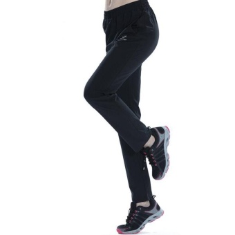 Women's Outdoor Breathable Hiking Mountain Quick Dry Pants ElasticSoft Trousers Spring Summer - BLACK - intl