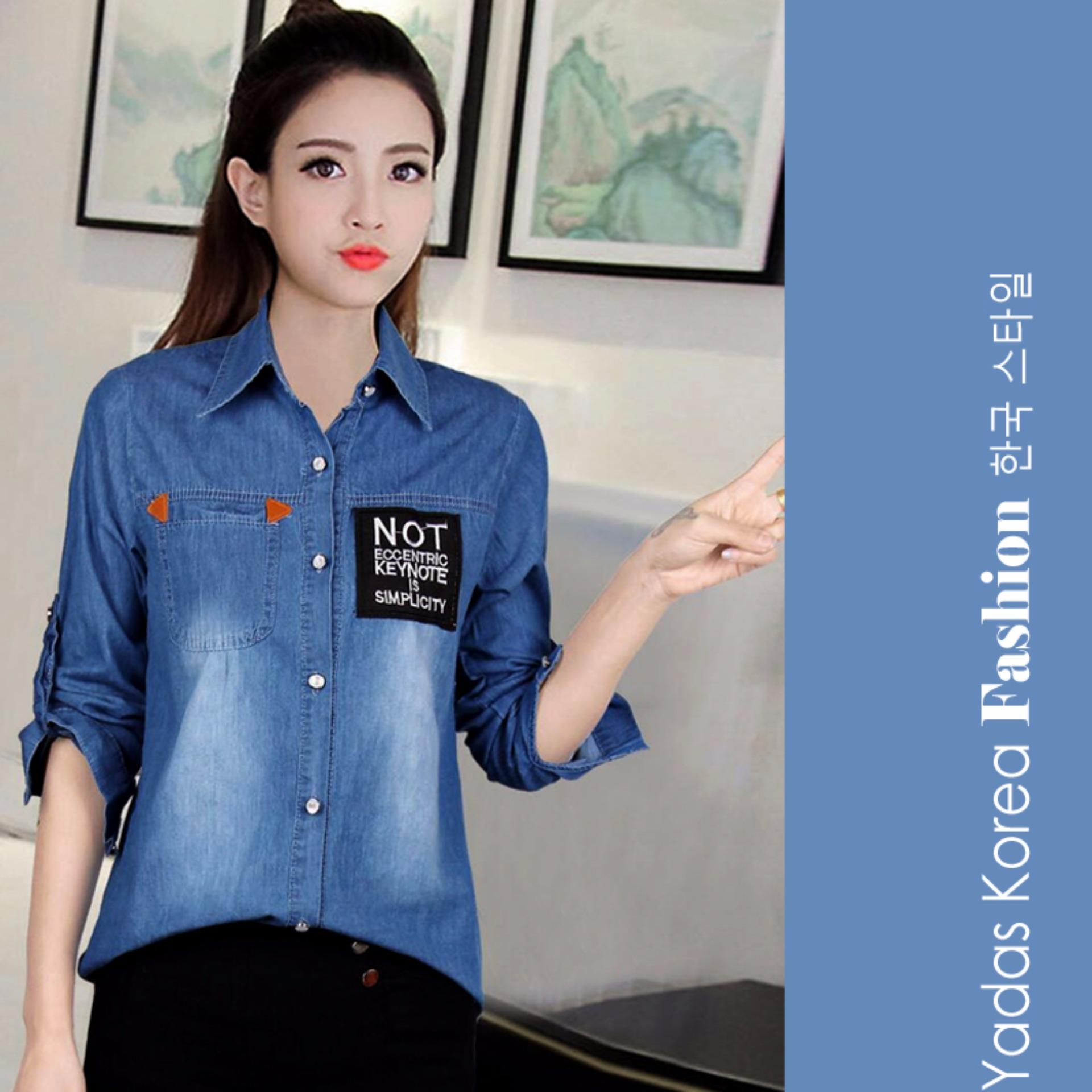 Yadas Korea Miranda Kemeja Jeans Wanita - 8807 Blue/Black Yadas Korea Miranda Kemeja Jeans Wanita - 8807 Blue/Black