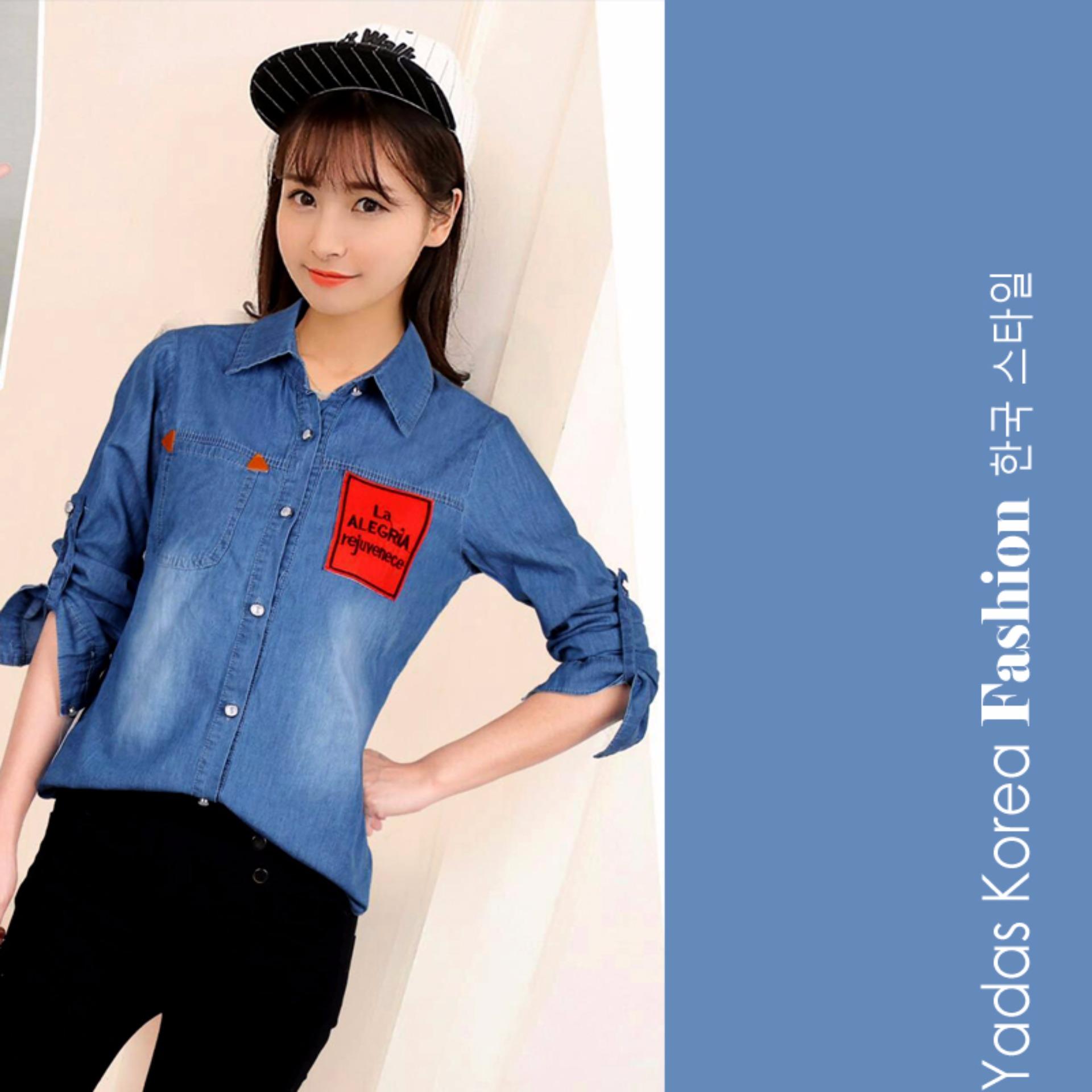 Yadas Korea Miranda Kemeja Jeans Wanita - 8807 Blue/Black Yadas Korea Miranda Kemeja Jeans Wanita - 8807 Blue/Black