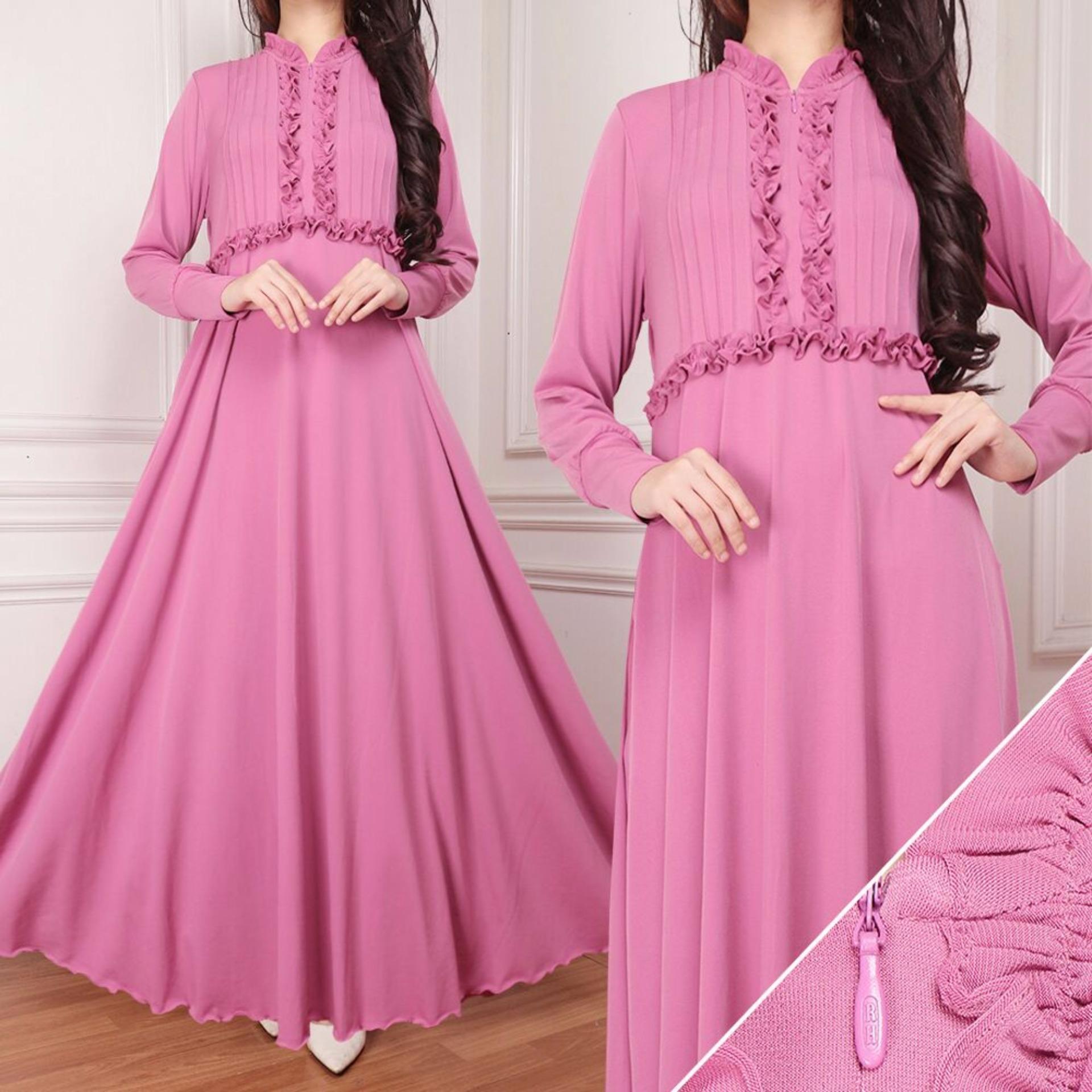 Zos Gamis Muslimah Jersey Korea - PEACH