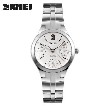 [100% Genuine] Skmei 9132 Women Water Resistant Watch Stainless Steel Quartz Watches 30m Lady Wrist Watches - Silver  