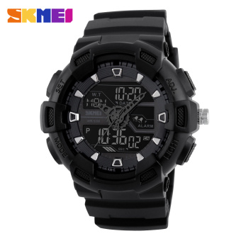 [100% Genuine]SKMEI men sport watches dual display digital analog LED Electronic watches Brand quartz Watches 50M waterproof swimming watches  