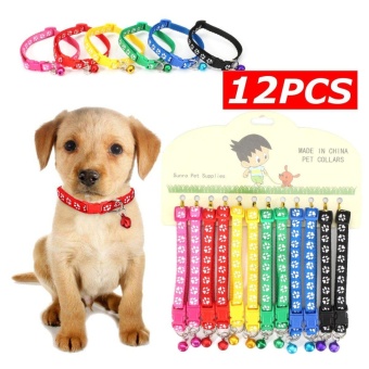 Gambar 12PCS Lot Dog Collars Pet Cat Nylon Collar with Bell Necklace Buckle Wholesale   intl
