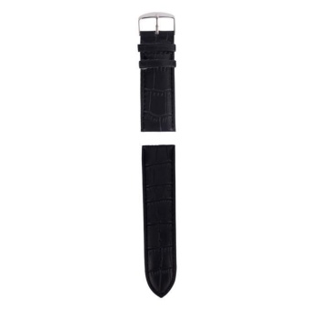 14mm High Quality Soft Sweatband Leather Strap Steel Buckle Wrist Watch Band BK - intl  