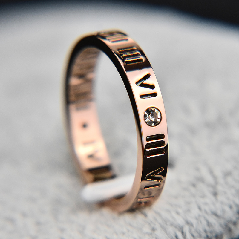 18k perempuan titanium baja cincin berlian cincin Couple