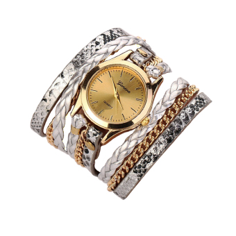Gambar 2016 High Qualtiy Women Fashion Casual Bracelet Wristwatch (Silver)