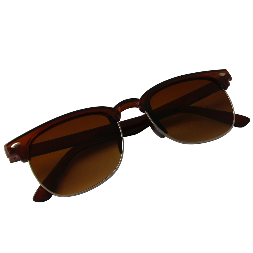 Unisex Retro Club Master Sunglasses  - HLL 254 Black - Kacamata Pria dan wanita - Hitam