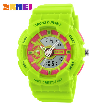 2016 New Brand SKMEI Fashion Women Sports Watches Silicone Candy Colored Men's Casual Watch Dress Student Clock?Green? - intl  