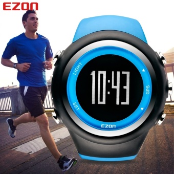 Gambar 2017 Men Watches Luxury Brand GPS Timing Running Sports WatchCalorie Counter Digital Watches EZON (Blue)   intl