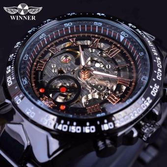 2017 Sport Racing Design Stainless Steel Case Men Military Watch Top Brand Luxury Automatic Mechanical Skeleton Watch - intl  