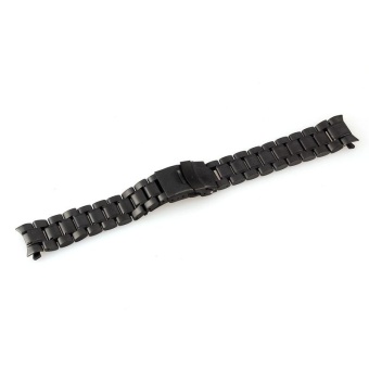 20mm Stainless Steel Watch Band Strap Double Lock Flip Bracelet Black - intl  