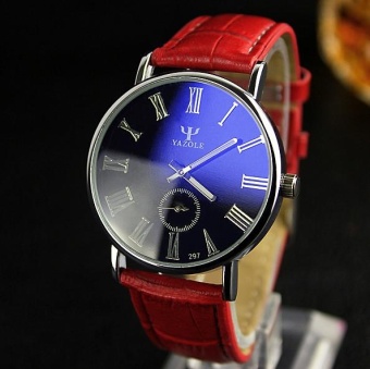 297 Fashion Blue Business Men and Women Ultra-thin Watch Classic Retro Watch-black - intl  