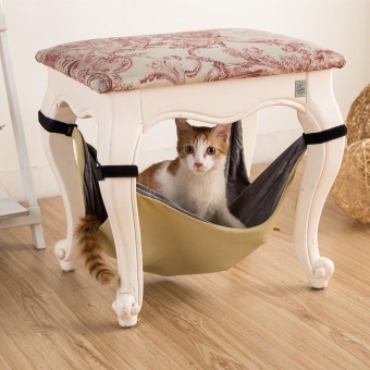 Gambar 40*40cm Canvas Cat Hammock Breathable Double sided Hanging Chair Bench Cat Nest Mat   Yellow   intl