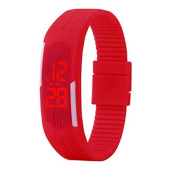 5pcs*Rubber Bracelet LED Digital Display Unisex Sports Watch (Red) - intl  