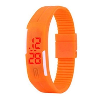 5pcs*Rubber Bracelet LED Digital Display Unisex Sports Watch ??Orange?? - intl  