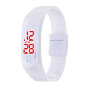 5pcs*Rubber Bracelet LED Digital Display Unisex Sports Watch ??White?? - intl  
