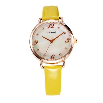 aiweiyi Hot Sale Fashion SINOBI Women Dress Luxury Brand Watch Relogio Masculino Quartz Clock Wristwatch Big Number Watch Women Gift (Yellow)  