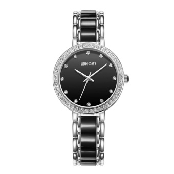 aiweiyi WEIQIN Silver Black Shell Dial Rhinestone Fashion Watches Women Luxury Brand Shock Resistant Analog Quartz Ladies Watch Relogios (Black)  