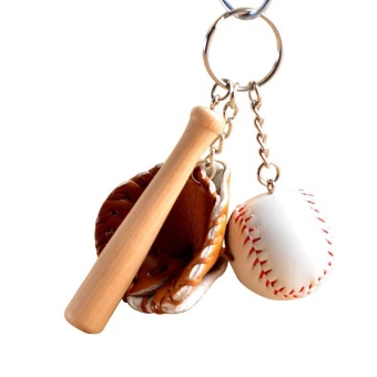 Gambar akerfush Baseball Key Ring Chain Mini Baseball Glove and Bat ModelKeychain Keyring,Khaki   intl