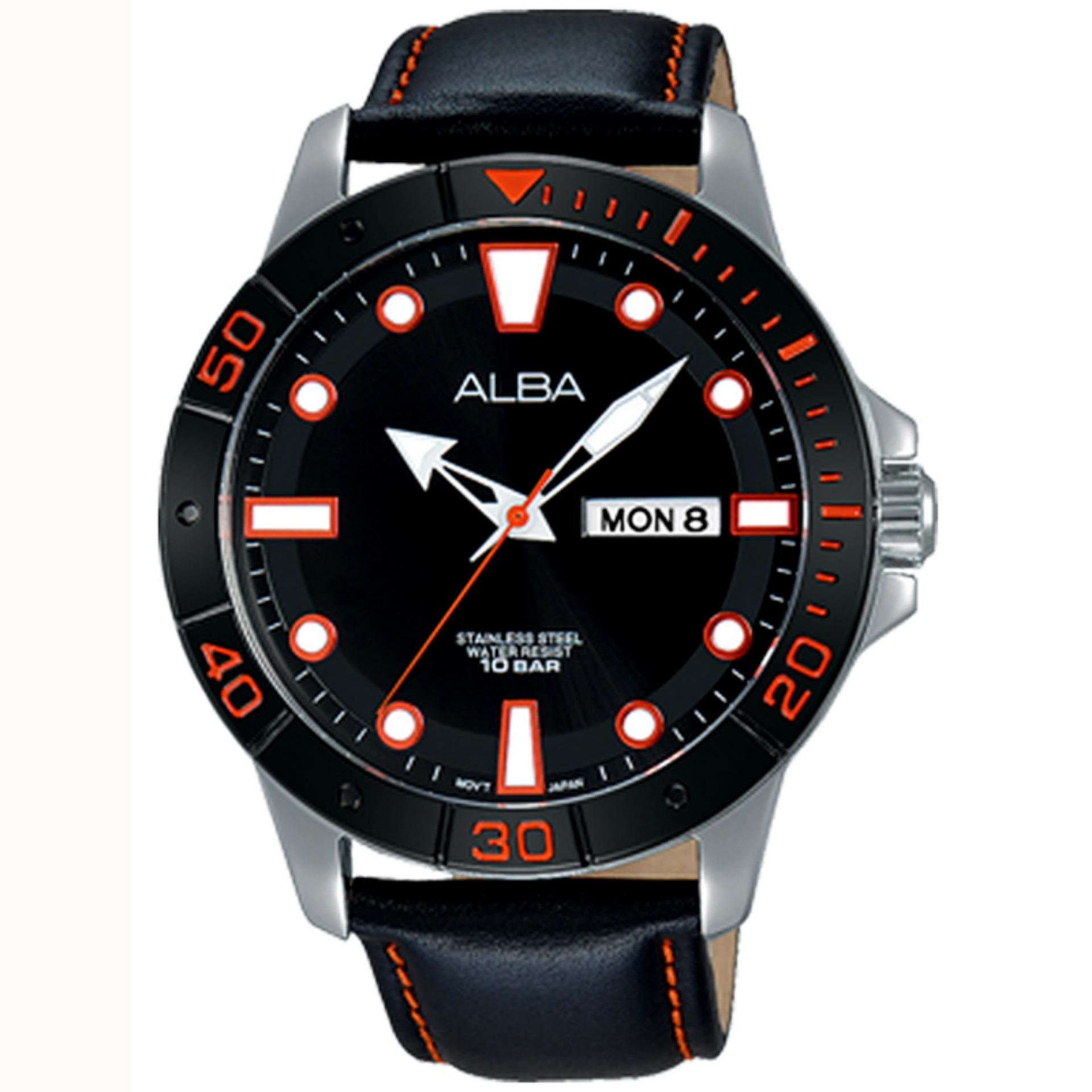 Hot Deals ALBA Jam Tangan Pria Hitam Tali Kulit AT2045 ALBA Jam Tangan Pria Hitam Tali Kulit AT2045