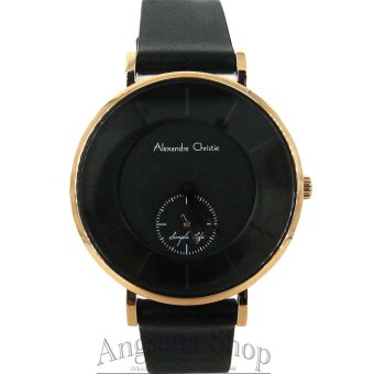 Gambar Alexandre Christie Ac8484   Jam Tangan Fashion Wanita Elegant   Fiture Simple Analog   Frame Gold   Strap Leather (Black)
